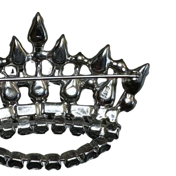 B David Signed Crown Colorful Pronged Rhinestone Brooch Vintage - Picture 4 of 4